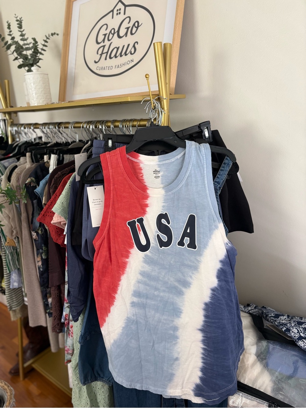 USA Tie-Dye Tank Top - Red, White & Blue